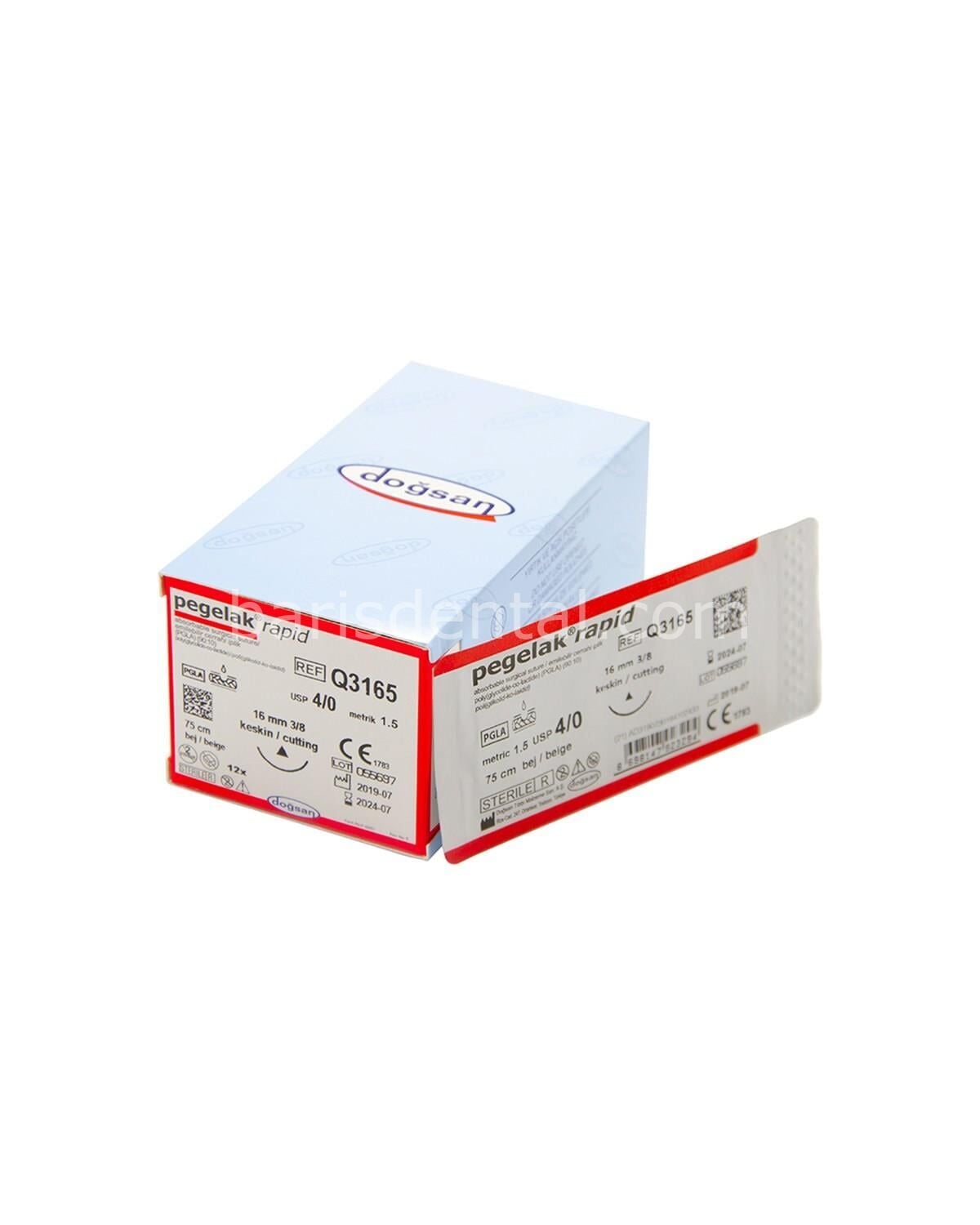 Doğsan Pegelak Rapid Sütur 4/0 16 3/8 Keskin(Δ),75cm