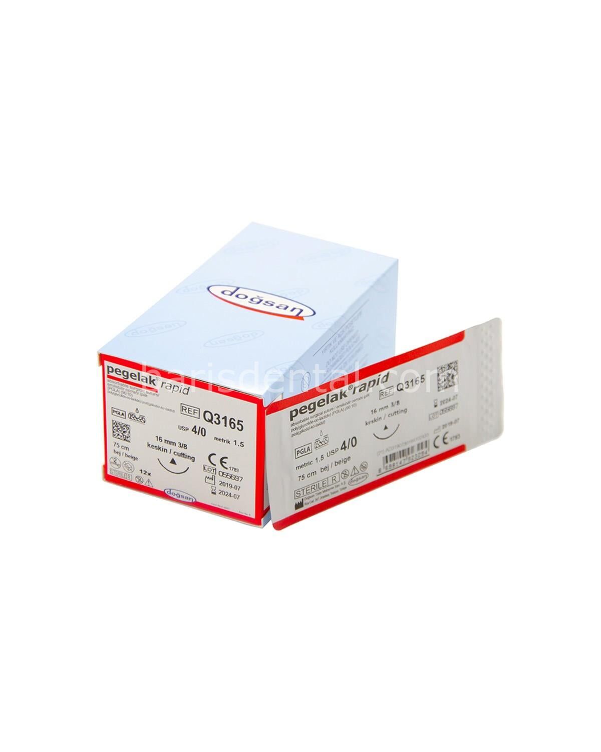 Doğsan Pegelak Rapid Sütur 4/0 16 3/8 Keskin(Δ),75cm