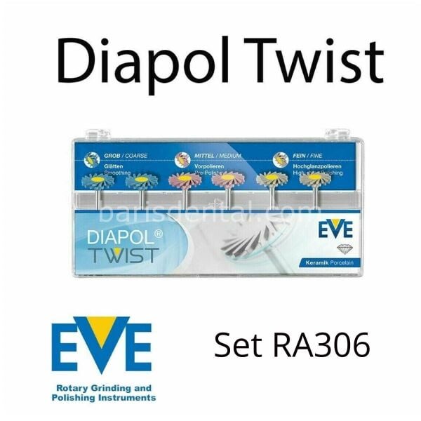 EVE Dental Diapol Plus Twist RA 306 Porselen Parlatma Elmas Spiral Cila Lastiği 6'lı
