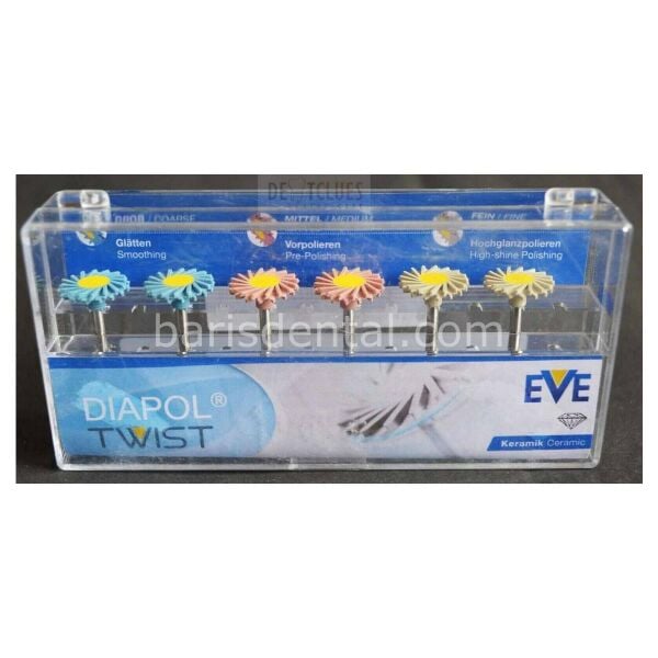 EVE Dental Diapol Plus Twist RA 306 Porselen Parlatma Elmas Spiral Cila Lastiği 6'lı