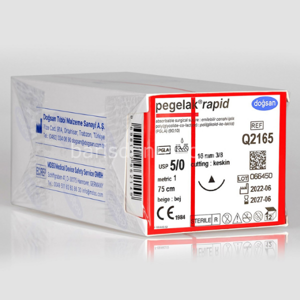 Doğsan Pegelak Rapid Sütur 5/0 16 3/8 Keskin(Δ),75cm