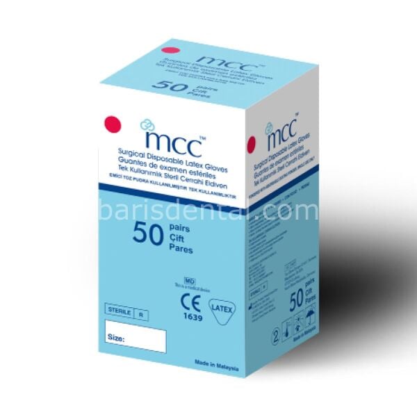 MCC Beyaz Latex Pudralı Cerrahi Muayene Eldiven 50 lik Paket