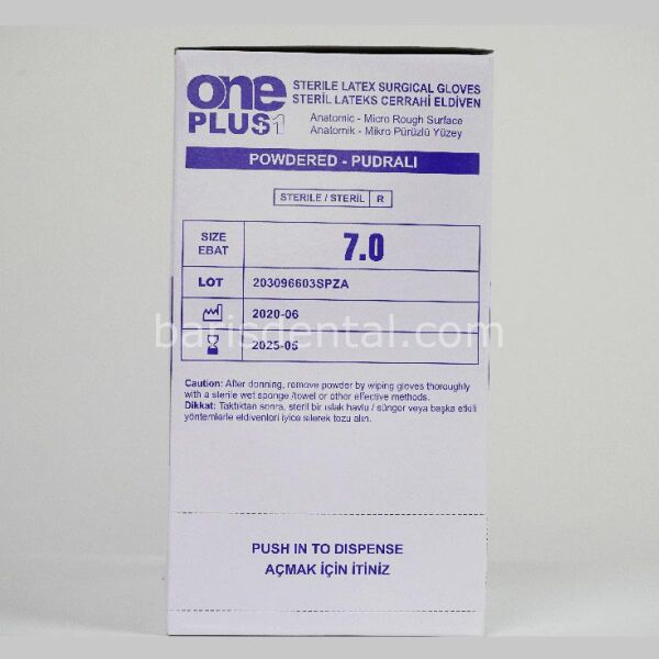 One Plus Beyaz Latex Pudralı Cerrahi Muayene Eldiven 50 lik Paket