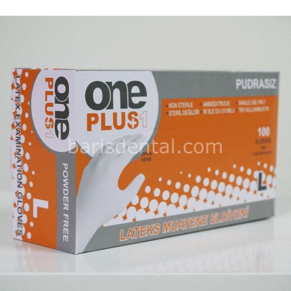 One Plus Beyaz Latex Pudrasız Muayene Eldiven