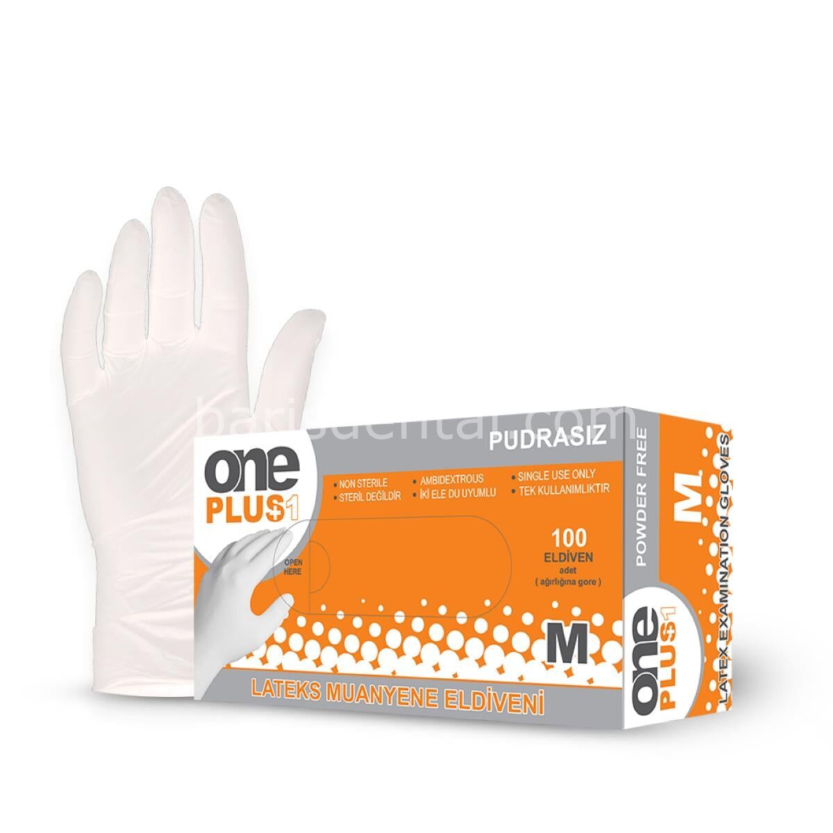 One Plus Beyaz Latex Pudrasız Muayene Eldiven