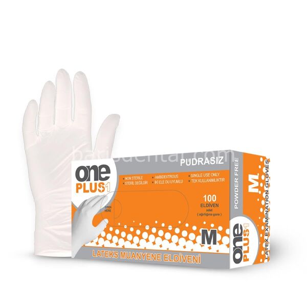 One Plus Beyaz Latex Pudrasız Muayene Eldiven