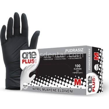 One Plus Siyah Nitril Pudrasız Muayene Eldiven