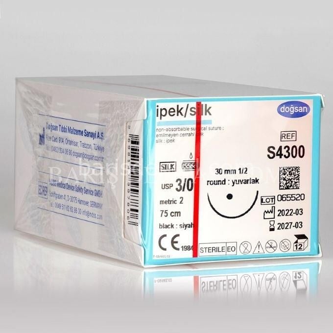 Doğsan İpek/Silk Sütur 3/0 30 1/2 Yuvarlak,75cm