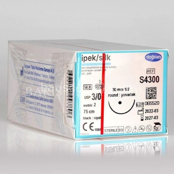 Doğsan İpek/Silk Sütur 3/0 30 1/2 Yuvarlak,75cm