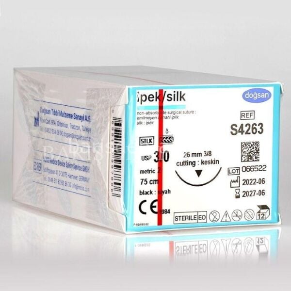 Doğsan İpek/Silk Sütur- 3/0 26 3/8 Keskin(▼),75cm