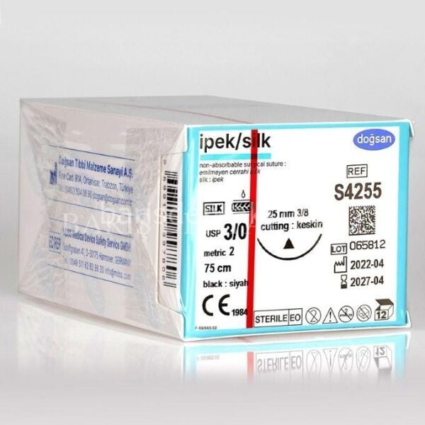 Doğsan İpek/Silk Sütur 3/0 25 3/8 Keskin(Δ),75cm