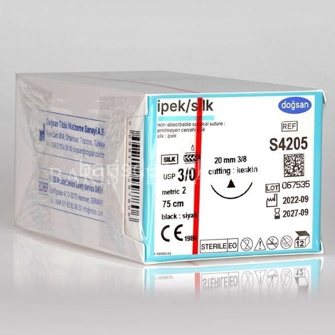 Doğsan İpek/Silk Sütur 3/0 20 3/8 Keskin(Δ),75cm