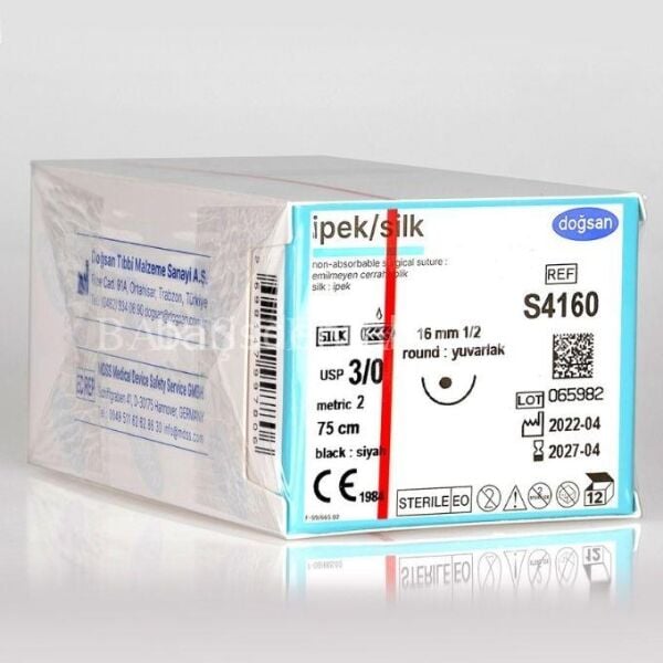 Doğsan İpek/Silk Sütur 3/0 16 1/2 Yuvarlak,75cm
