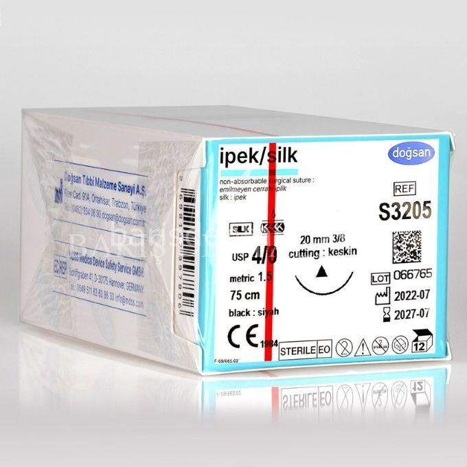 Doğsan İpek/Silk Sütur 4/0 20 3/8 Keskin(Δ),75cm