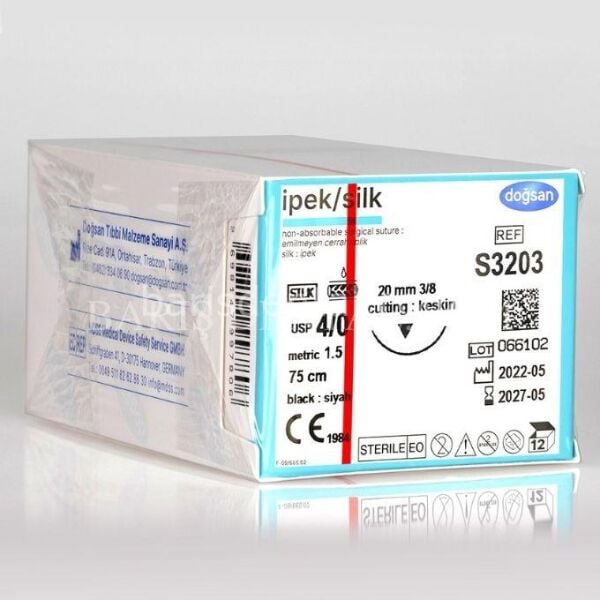 Doğsan İpek/Silk Sütur 4/0 20 3/8 keskin(▼),75cm