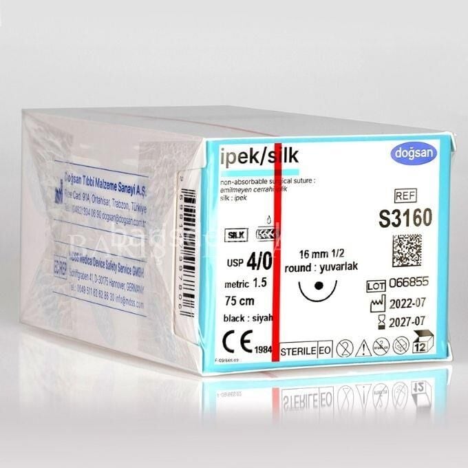 Doğsan İpek/Silk Sütur 4/0 16 1/2 Yuvarlak,75cm