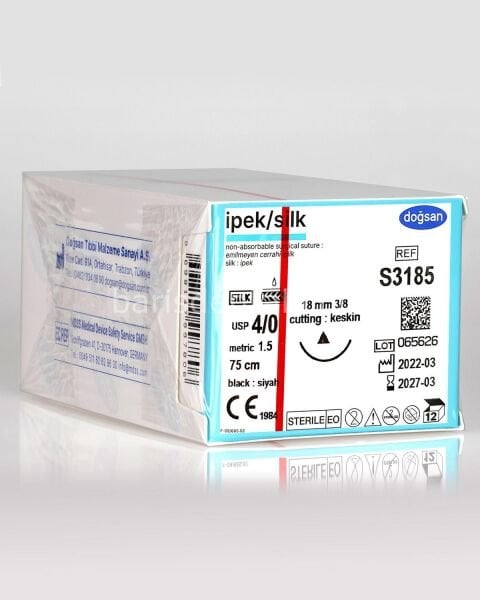 Doğsan Ipek/Silk Sütur 4/0 18 3/8 Keskin(Δ),75cm