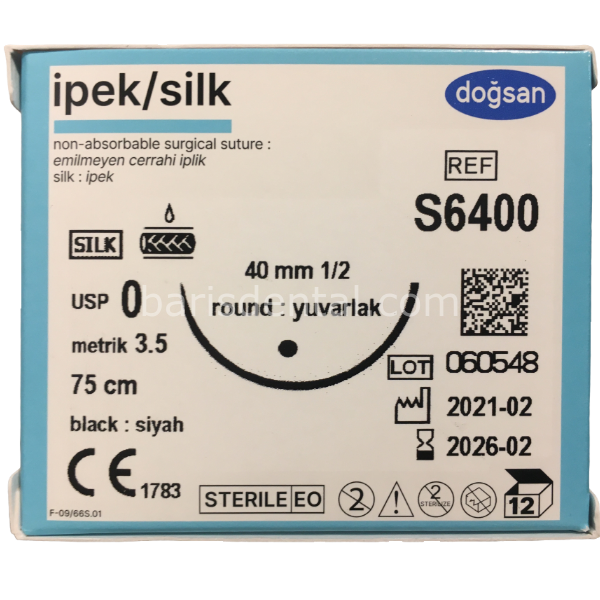 Doğsan İpek/silk Sütur 3/0 18 3/8 Keskin(Δ),75cm 12 Ad/PK.