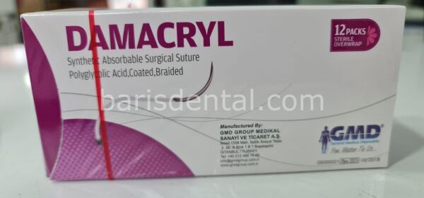 Damacryl Emilebilir Sutür 2/0 75cm 26 mm Yuvarlak ( Sınırlı Stok)