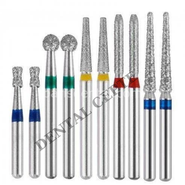 Aeratör Elmas Frezi - Çin 10 lu Blester Paketi Alev Uçlu Model YEŞİL Kuşak