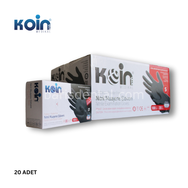 Koin Siyah Nitril Muayne Eldiveni 1 Koli/20Adt.