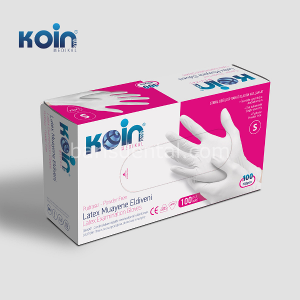 Koin Pudralı Latex Muayne Eldiveni 100 lük Paket