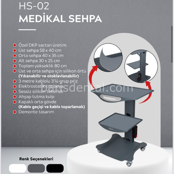 İron Fizyo Sehpası HS02 Medikal Sehpa