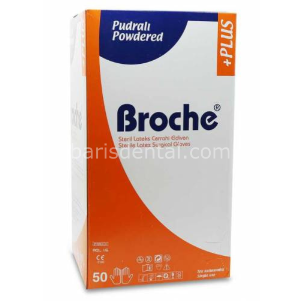 Broche Cerrahi Pudralı Eldiven 50'li Paket