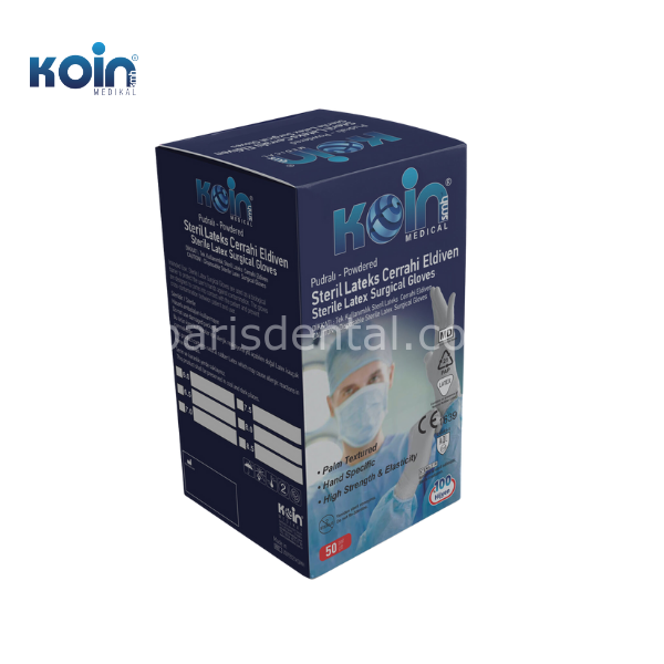 Koin Pudralı Latex Cerrahi Eldiven 50 lik Paket