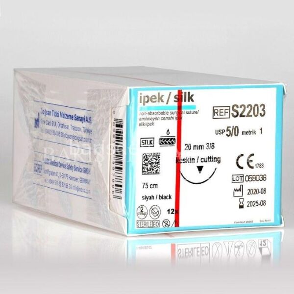 Doğsan İpek/Silk Sütur 5/0 20 3/8 Keskin(▼),75cm