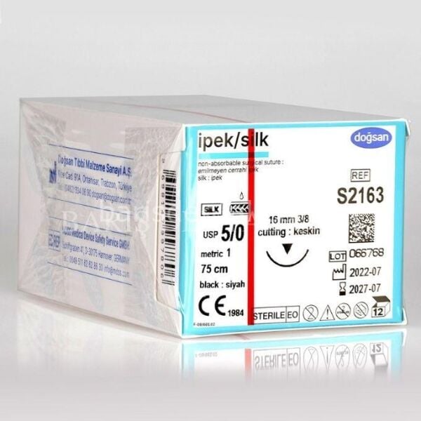 Doğsan Ipek/Silk Sütur 5/0 16 3/8 Keskin(▼),75cm