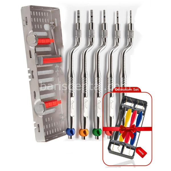 Queen İç Bükey L açılı Sinüs Lifting Aleti 2-2-2-8-3-3-5-4mm 17cm 6 Ad--Kaset (Çekiçli) Sinüs lifting Seti Hediyeli- SET00091