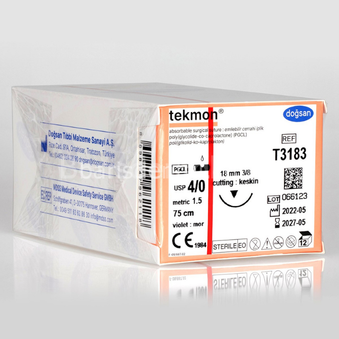 Doğsan Tekmon Sütur 4/0 18 3/8 Keskin(▼),75cm