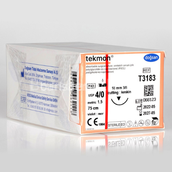 Doğsan Tekmon Sütur 4/0 18 3/8 Keskin(▼),75cm