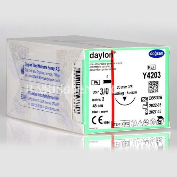 Doğsan Daylon Sütur 3/0 20 3/8 Keskin(▼),45cm