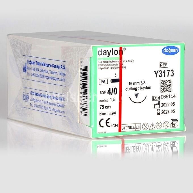 Doğsan Daylon Sütur 4/0 16 3/8 Keskin(▼),75cm