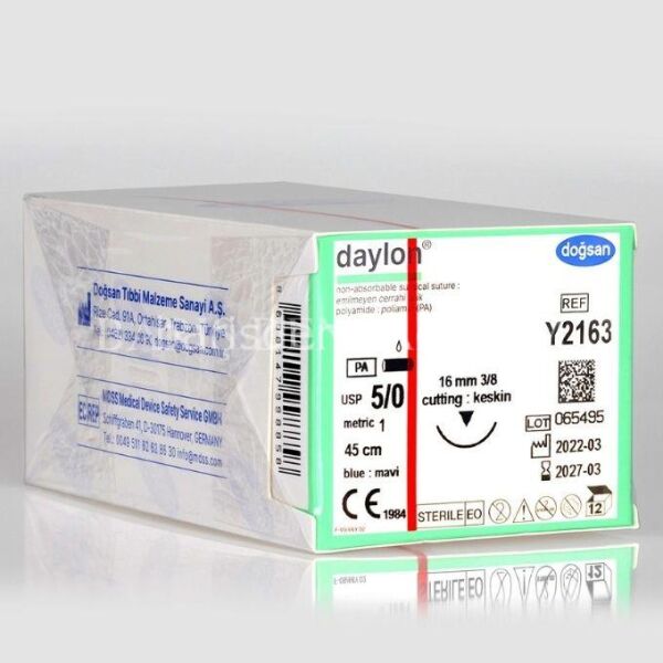 Doğsan Daylon Sütur 5/0 16 3/8 Keskin(▼),45cm