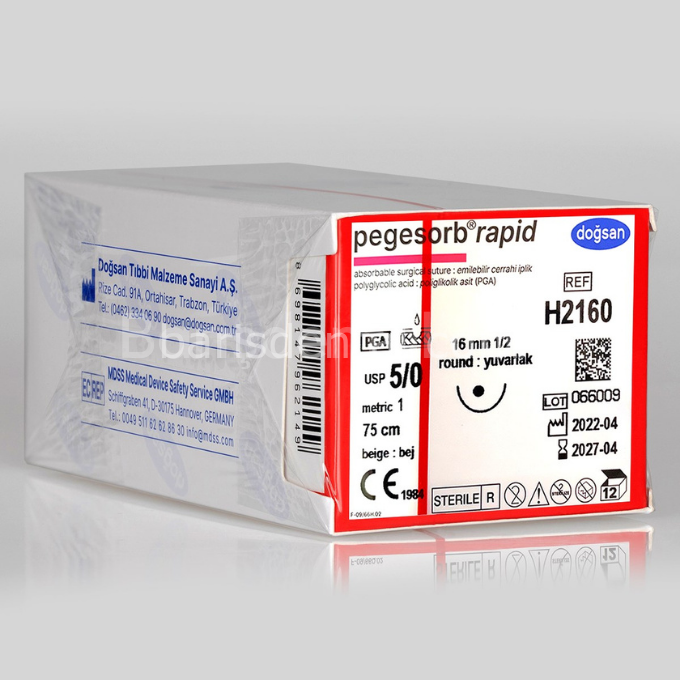 Doğsan Pegesorb Rapid Sütur 5/0 16 1/2 Yuvarlak,75cm