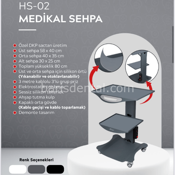 İron Fizyo Sehpası HS02 Medikal Sehpa