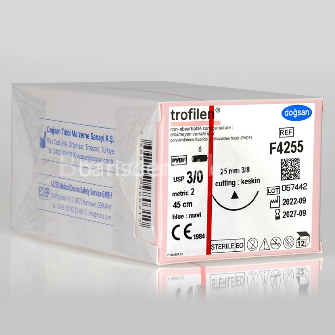 Doğsan Trofilen Sütur 3/0 25 3/8 Keskin(Δ),45cm
