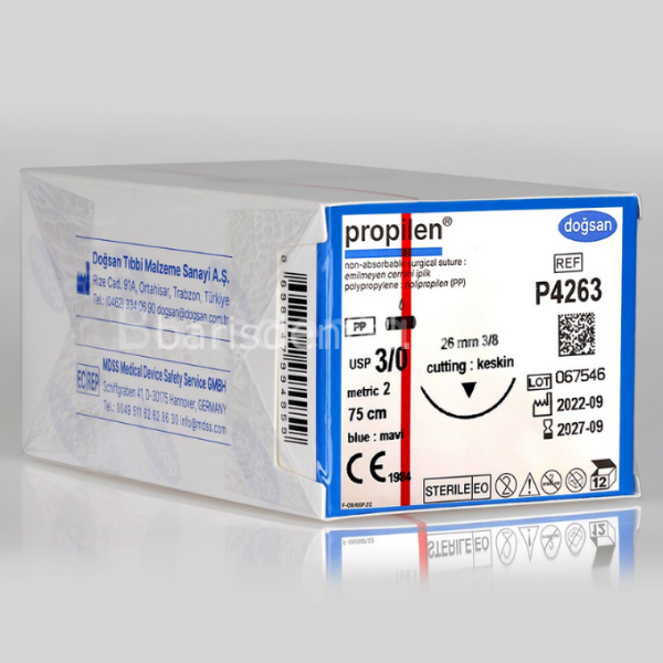 Doğsan Propilen Sütur 3/0 26 3/8 Keskin(▼),75cm