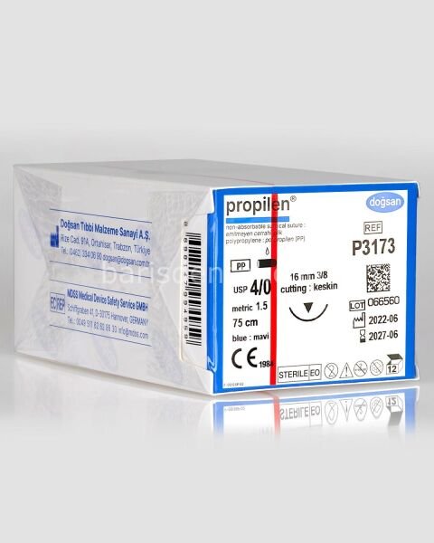 Doğsan Propilen Sütur 4/0 16 3/8 Keskin(▼),75cm