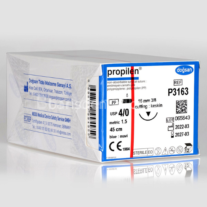 Doğsan Propilen Sütur 4/0 16 3/8 Keskin(▼),45cm