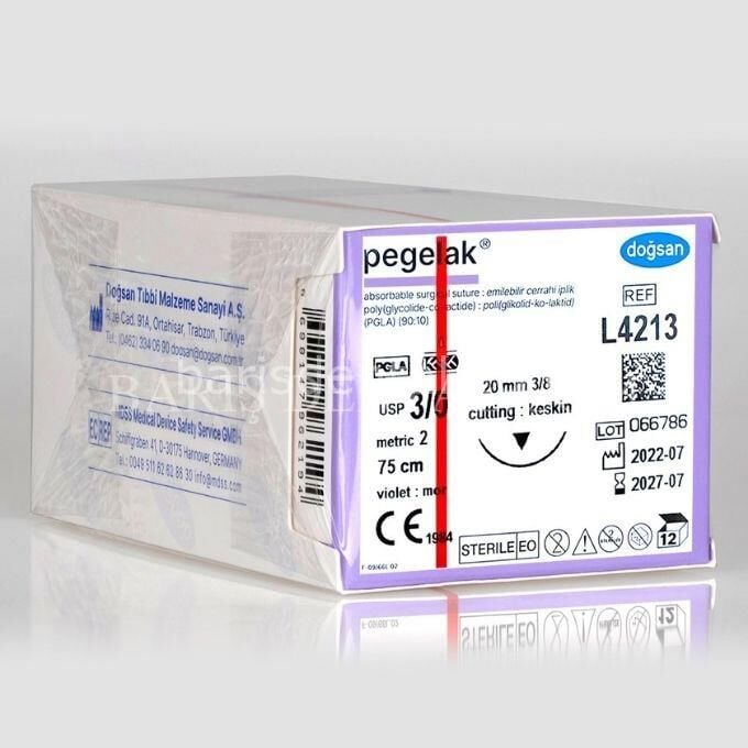 Doğsan Pegelak Sütur 3/0 20 3/8 Keskin(▼),75cm