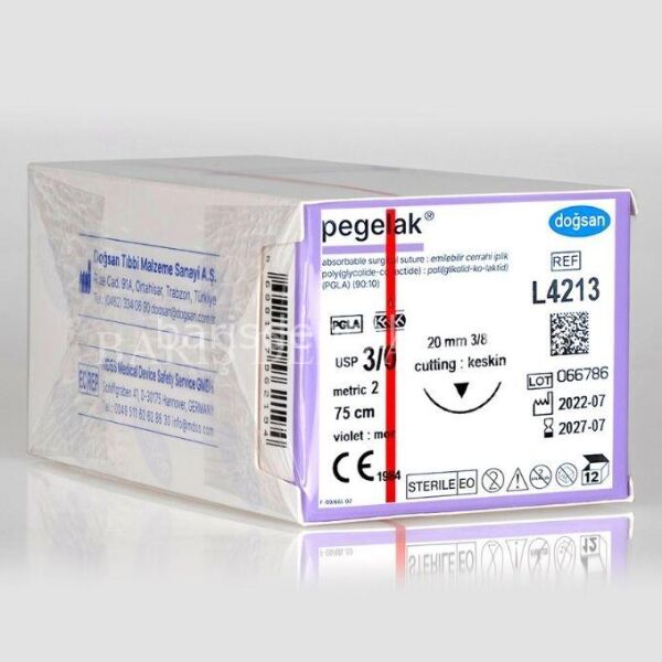 Doğsan Pegelak Sütur 3/0 20 3/8 Keskin(▼),75cm