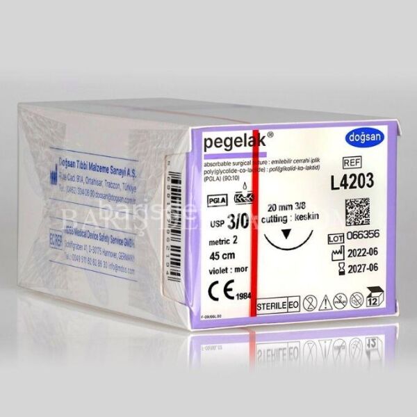 Doğsan Pegelak Sütur 3/0 20 3/8 Keskin(▼),45cm