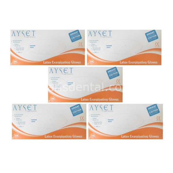 Ayset Beyaz Latex Pudrasız Muayene Eldiven 10 Adet 1 koli