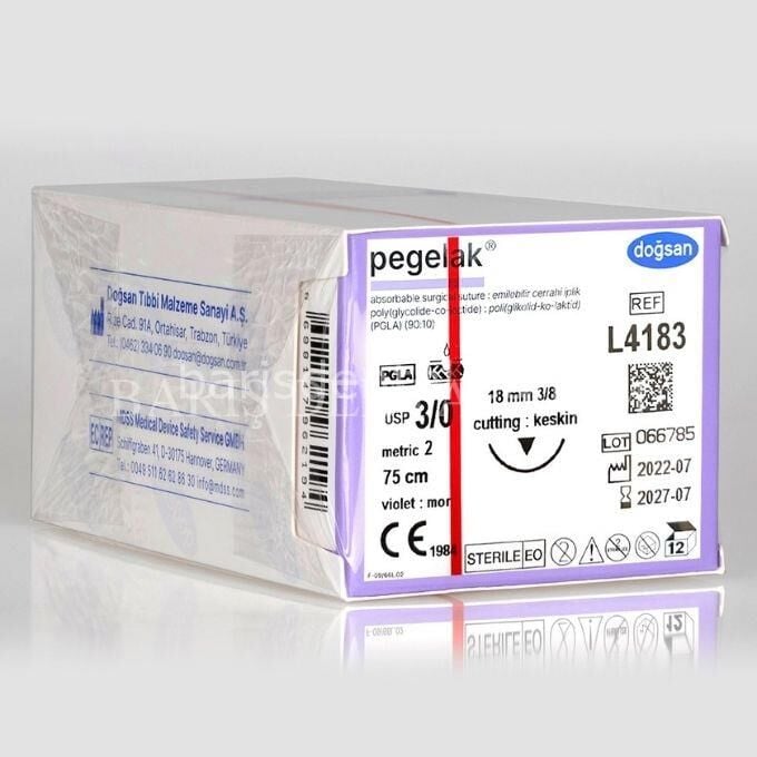 Doğsan Pegelak Sütur 3/0 18 3/8 Keskin(▼),75cm