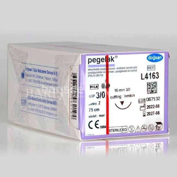 Doğsan Pegelak Sütur 3/0 16 3/8 Keskin(▼),75cm
