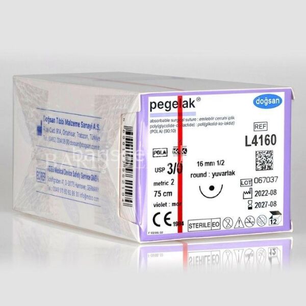Doğsan- Pegelak Sütur  3/0 16 1/2 Yuvarlak,75cm